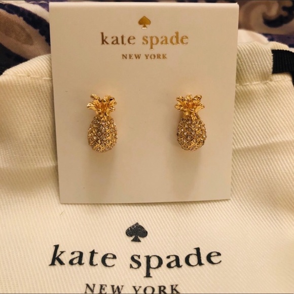 kate spade Jewelry - Kate Spade NWOT Pineapple Pave Gold Studs Earrings